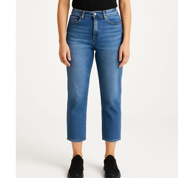 Current/Elliott Womens The Pony Boy Jeans Cropped Size 32 Light Wash High Rise - Picture 1 of 9